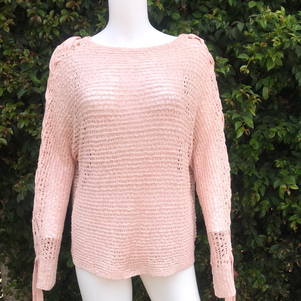 NWT Rewind hollow out knitted light pink long sleeve top